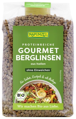 Linsen-Gemüse mit gebratenen Kürbisecken