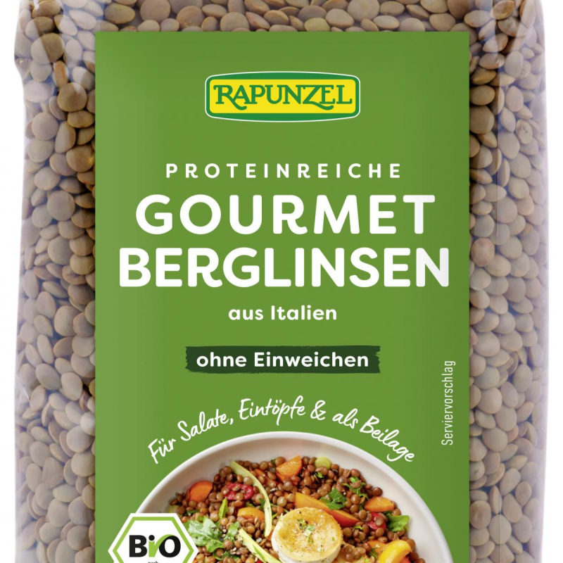 Linsen-Gemüse mit gebratenen Kürbisecken