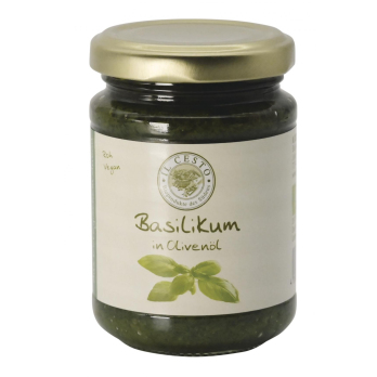 Basilikum in Olivenöl vegan